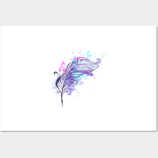 Feather with Butterflies ( Tattoo Style ) Posters and Art